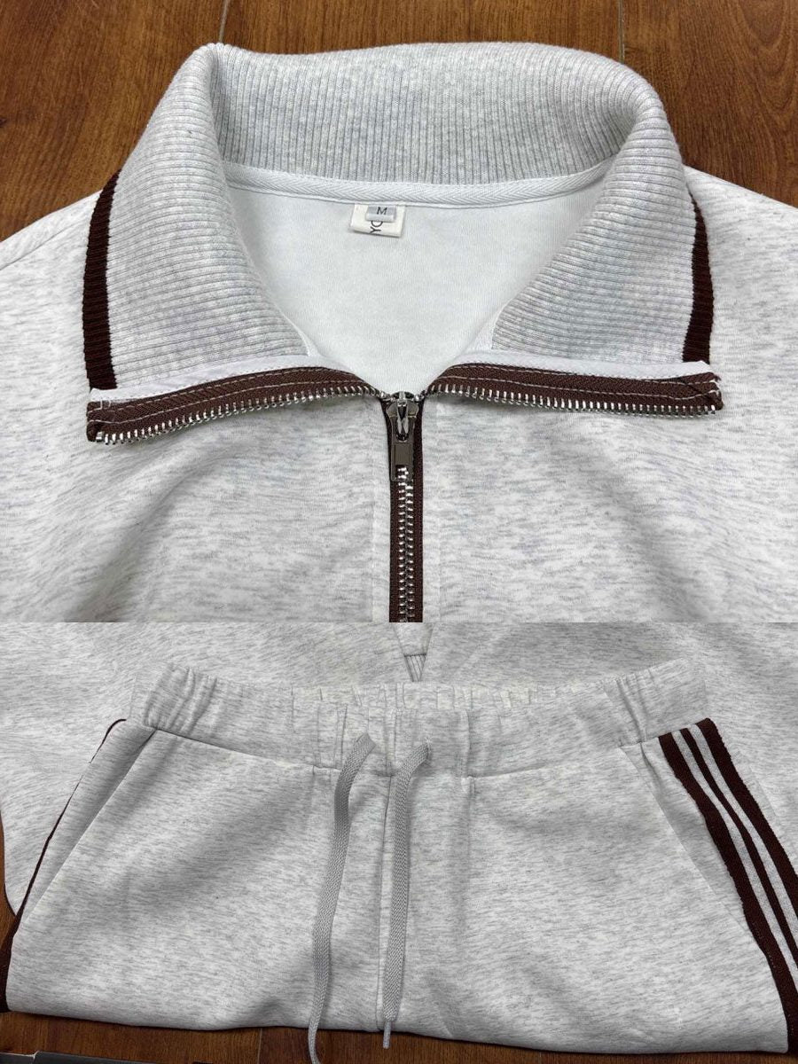Kimberly | Ribbed Knit Co-Ord Set with Half-Zip for Women