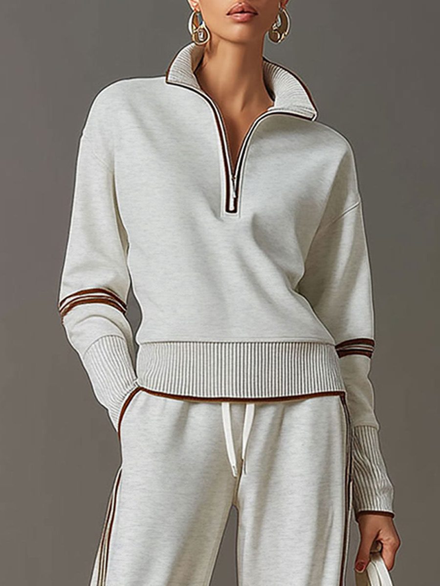 Kimberly | Ribbed Knit Co-Ord Set with Half-Zip for Women