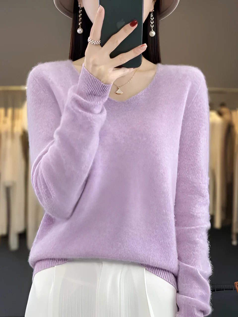 Kyra | Cashmere Sweater with V-Neck for Women