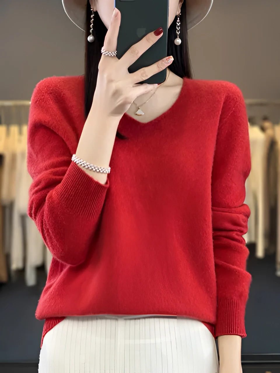 Kyra | Cashmere Sweater with V-Neck for Women