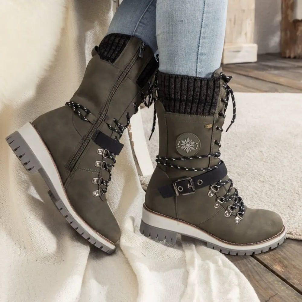 Myra | Lace-Up Ankle Boots with Buckle Strap for Women