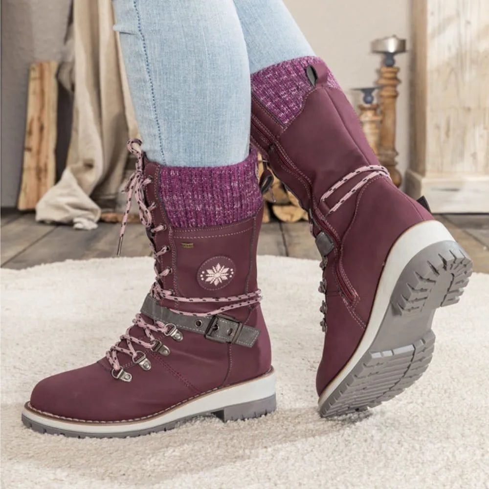 Myra | Lace-Up Ankle Boots with Buckle Strap for Women