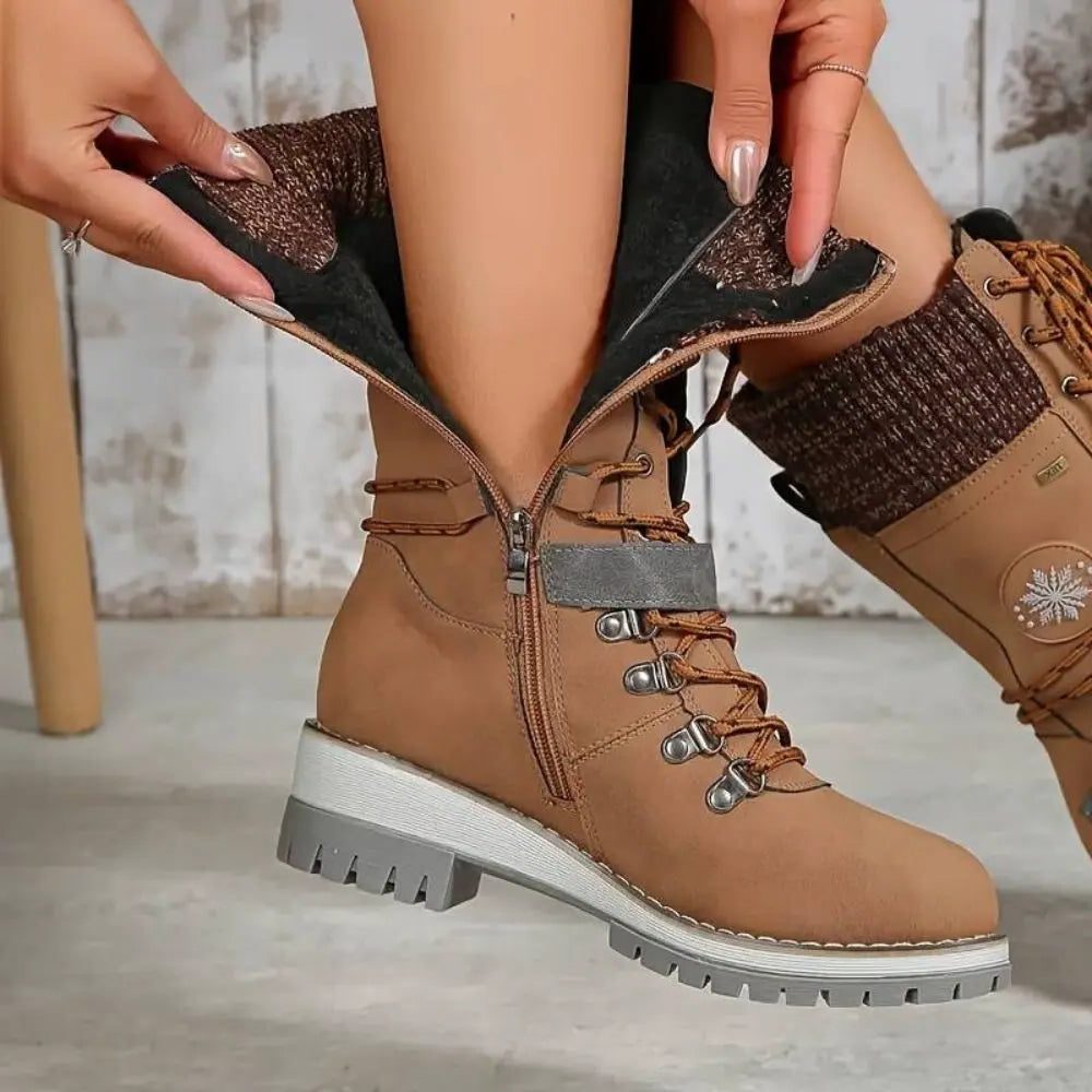 Myra | Lace-Up Ankle Boots with Buckle Strap for Women