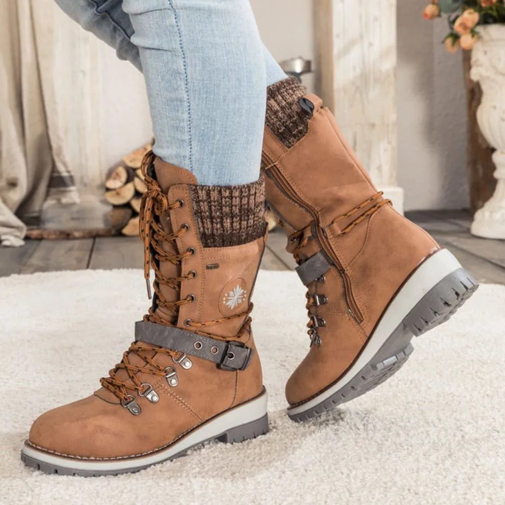 Myra | Lace-Up Ankle Boots with Buckle Strap for Women