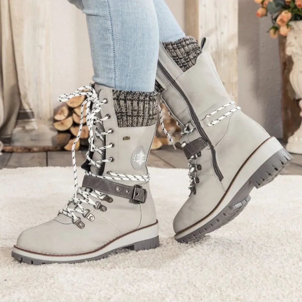 Myra | Lace-Up Ankle Boots with Buckle Strap for Women