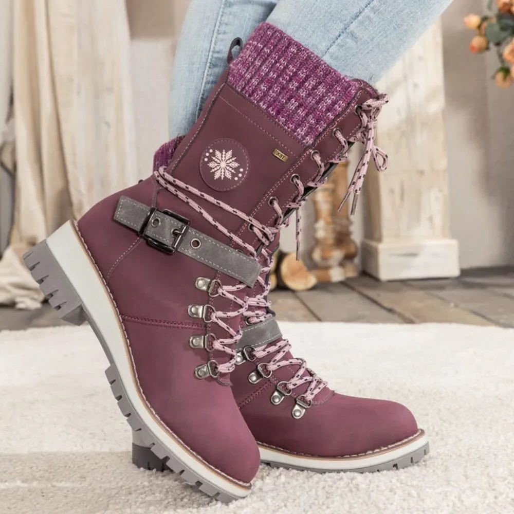Myra | Lace-Up Ankle Boots with Buckle Strap for Women
