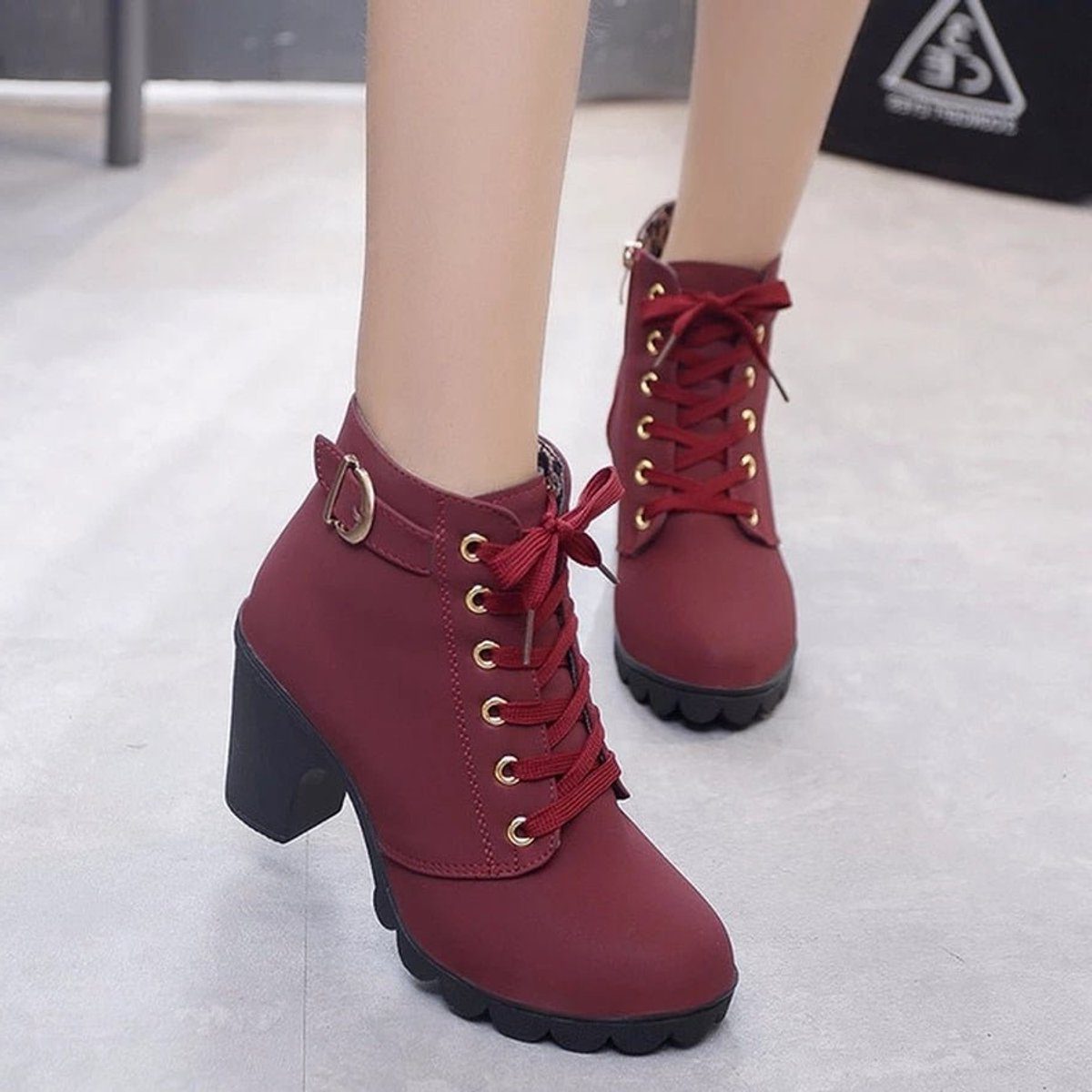 Everleigh | Lace-Up Block Heel Ankle Boots for Women