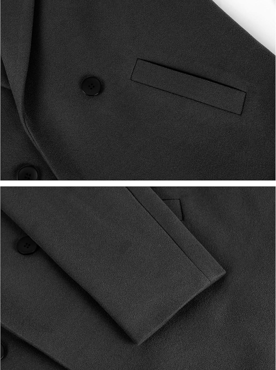Women's Double-Breasted Wool-Blend Long Coat Notch Lapel