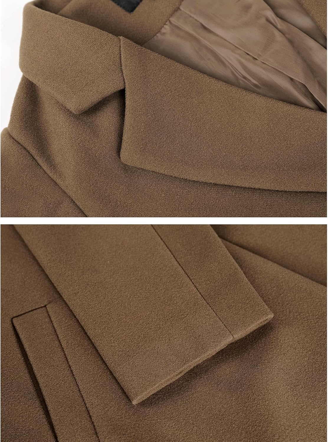 Women's Double-Breasted Wool-Blend Long Coat Notch Lapel