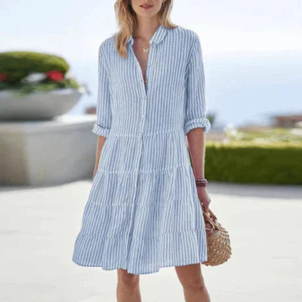 Lauren | Striped Tiered Shirt Summer Mini Dress