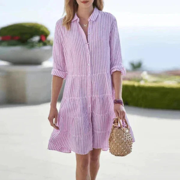 Lauren | Striped Tiered Shirt Summer Mini Dress
