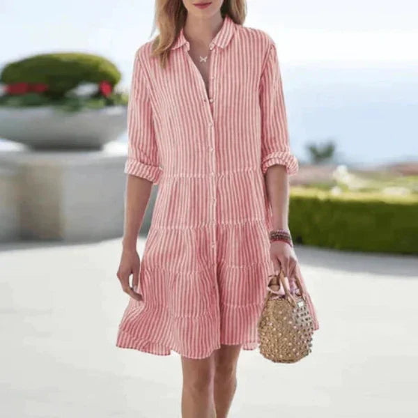 Lauren | Striped Tiered Shirt Summer Mini Dress