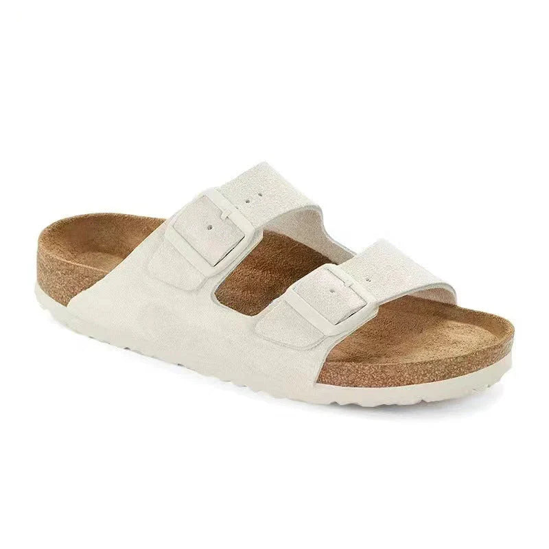 Lavinia | Women's Orthopedic Slip On Cork Footbed Sandals with Adjustable Buckle Straps