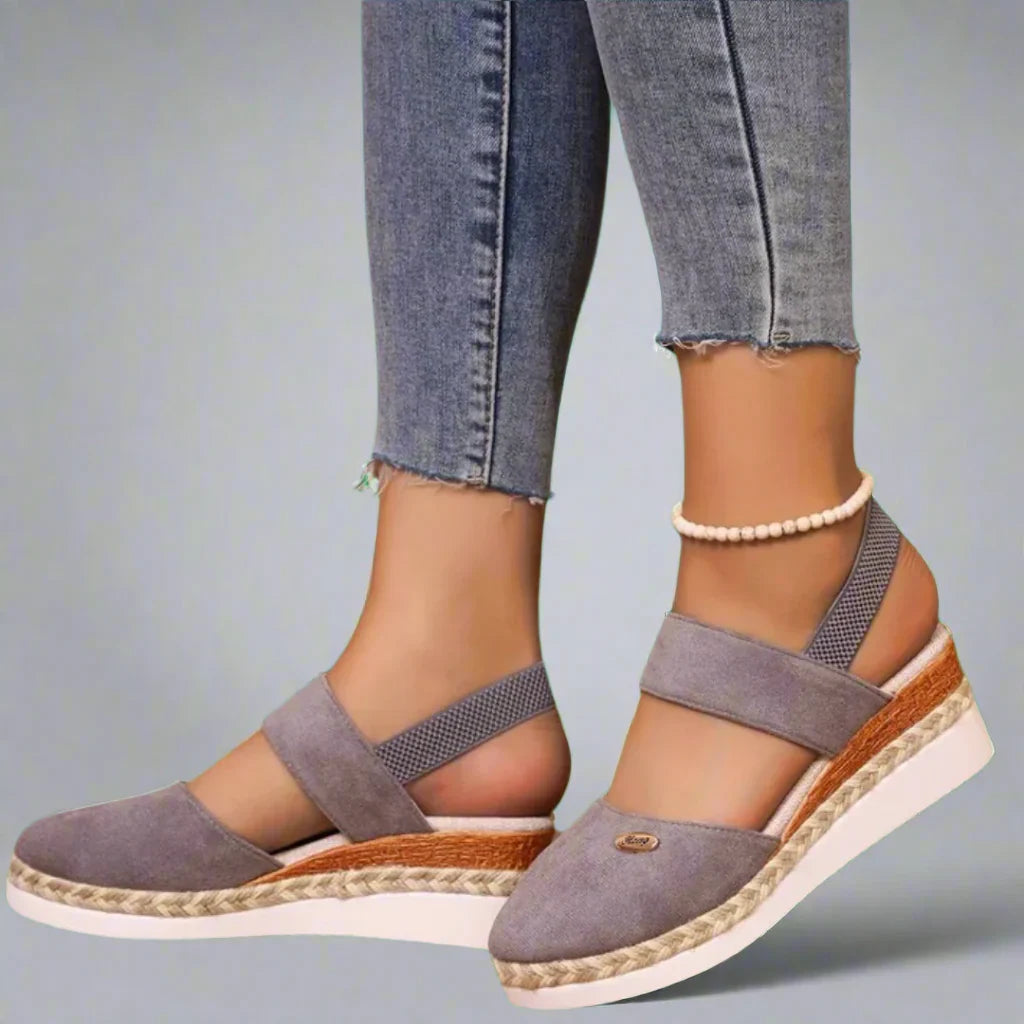 Layla | Women's Slip On Wedge Platform Sandals with Ankle Strap and Espadrille Sole