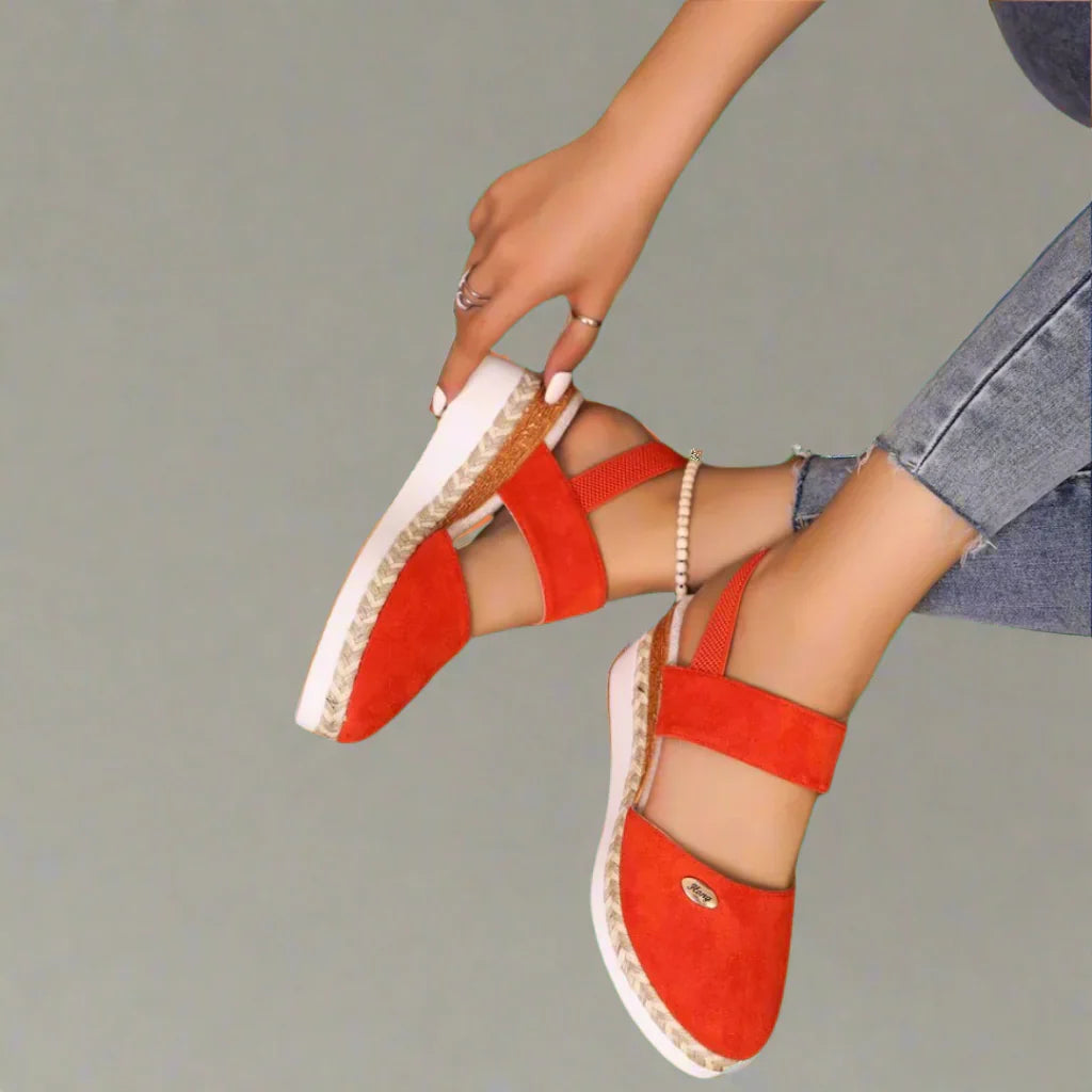 Layla | Women's Slip On Wedge Platform Sandals with Ankle Strap and Espadrille Sole