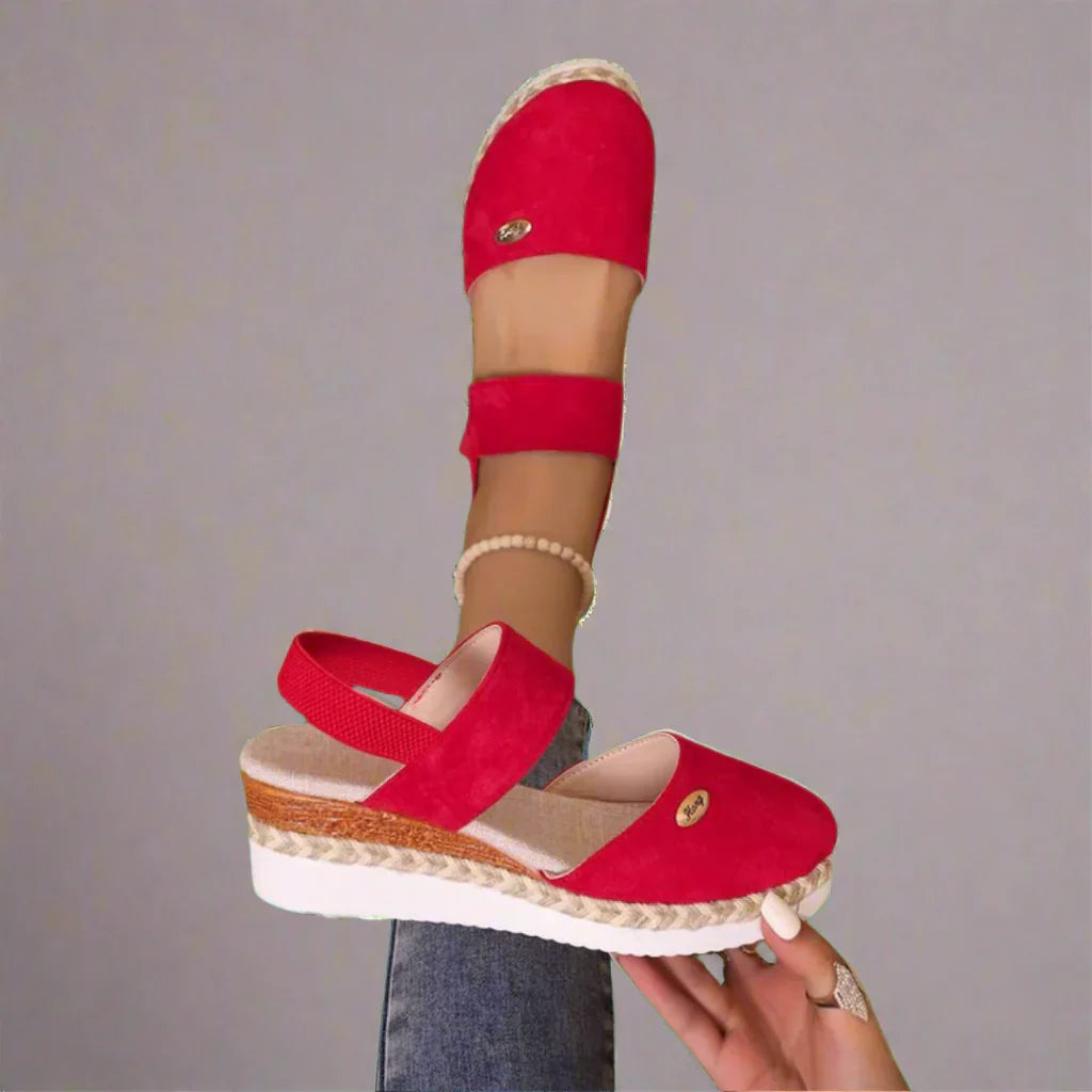 Layla | Women's Slip On Wedge Platform Sandals with Ankle Strap and Espadrille Sole