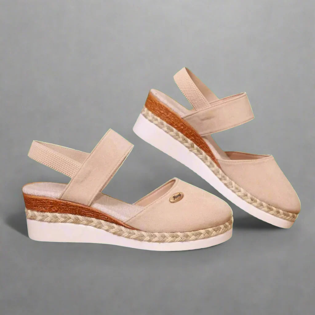 Layla | Women's Slip On Wedge Platform Sandals with Ankle Strap and Espadrille Sole