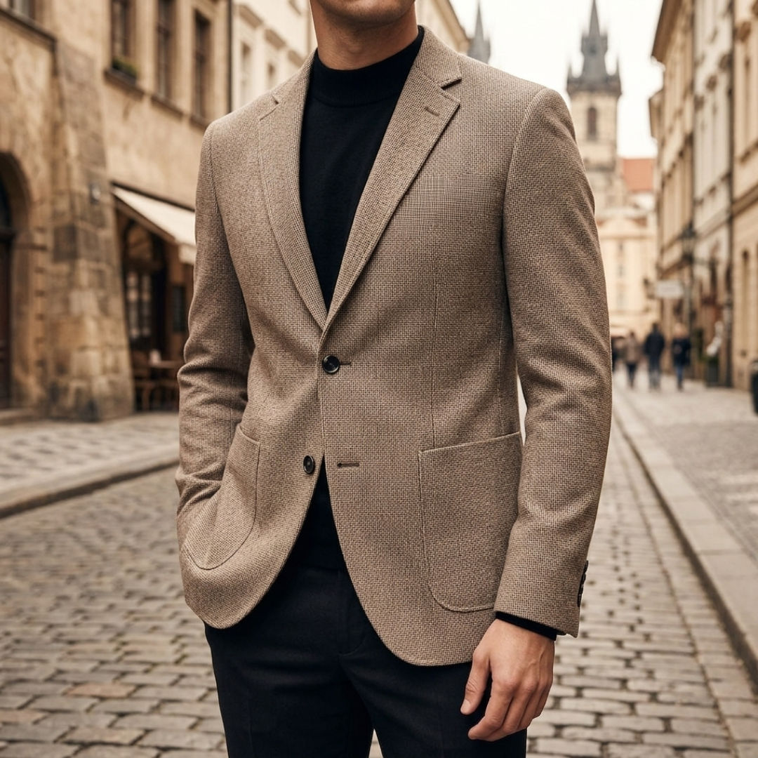 Men's Slim Blazer, Notched Lapels, Two Button Front