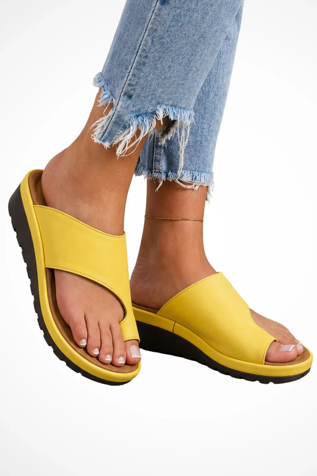 Leah | Women's Slip On Orthopedic Toe Loop Wedge Sandals with Platform