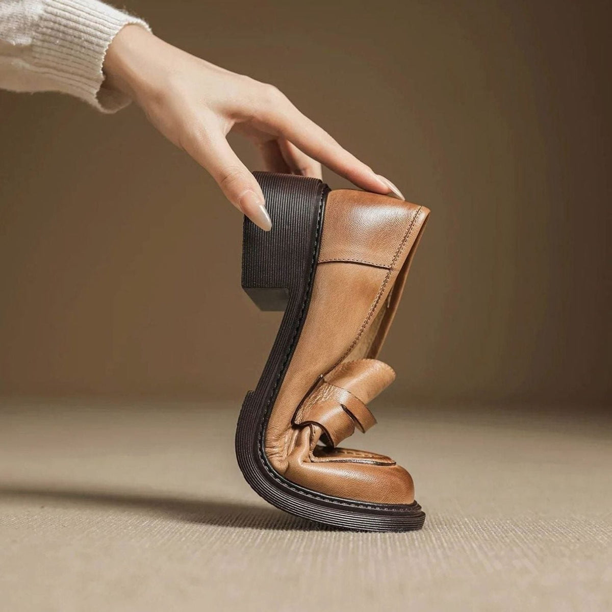 Ellis | Leather Penny Loafer Slip-On Flats for Women