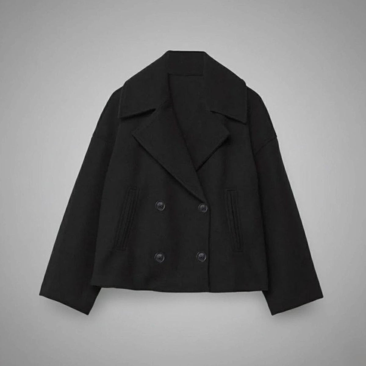 Leona | Women's Elegant Double-Breasted Oversized Short Wool Coat