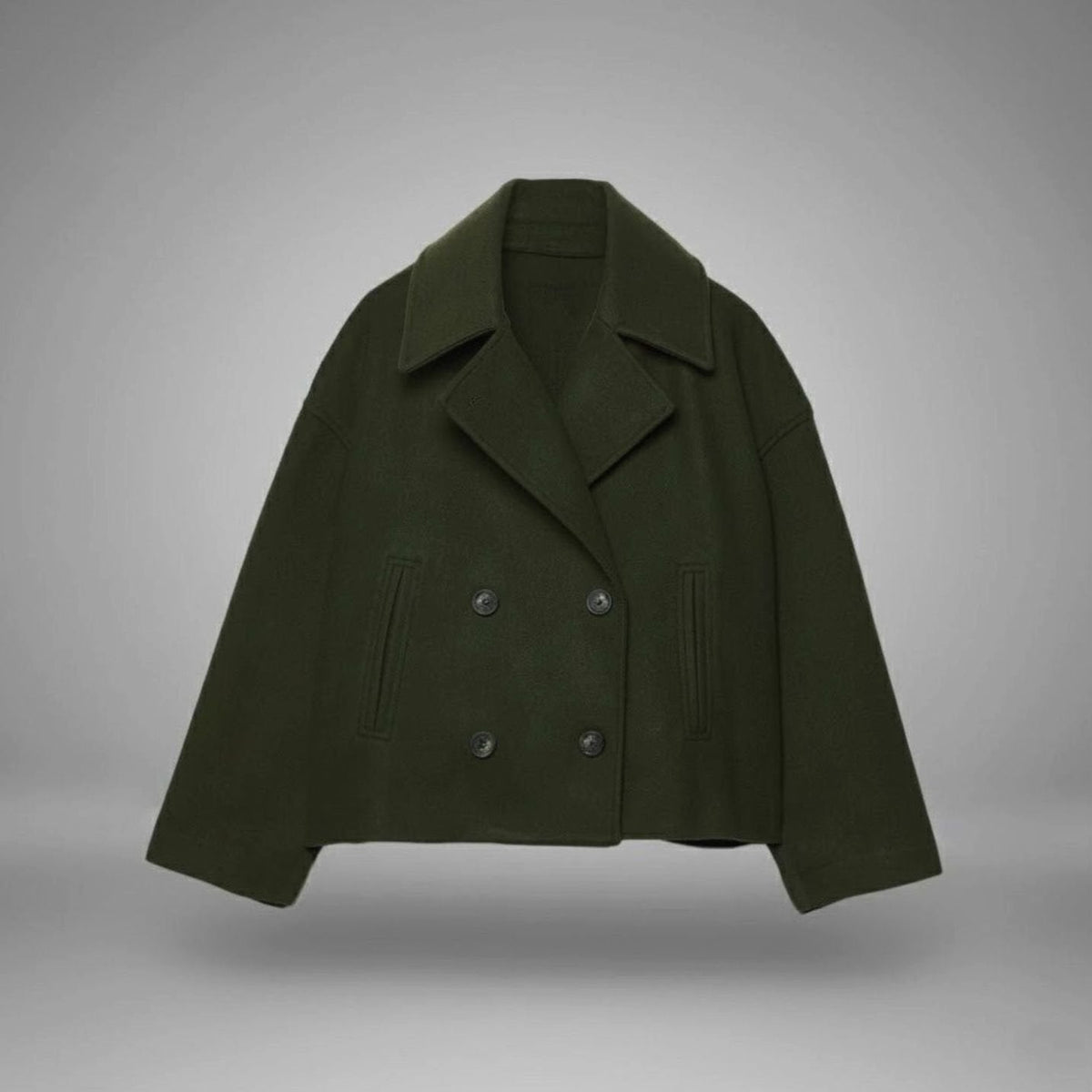 Leona | Women's Elegant Double-Breasted Oversized Short Wool Coat