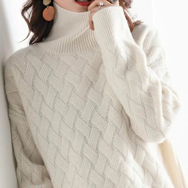 Leontyne | Cable Knit Turtleneck Sweater for Women