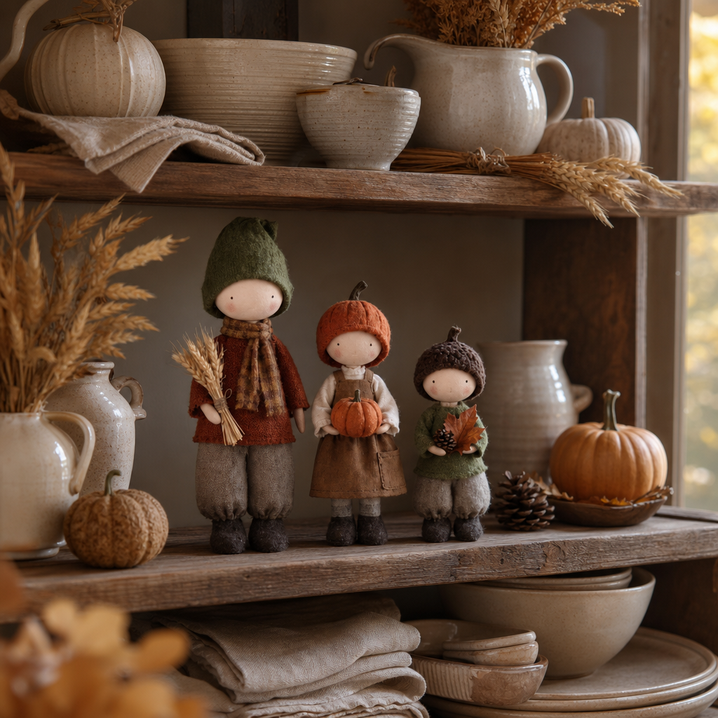 Harvest Hearth – Three-Piece Harvest Doll Figurine Set
