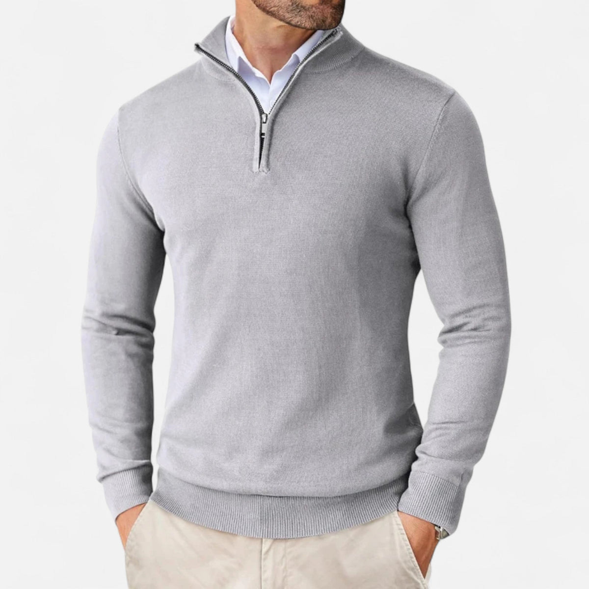 Men's Slim-Fit Quarter-Zip Sweater, Mock Neck, Long Sleeves