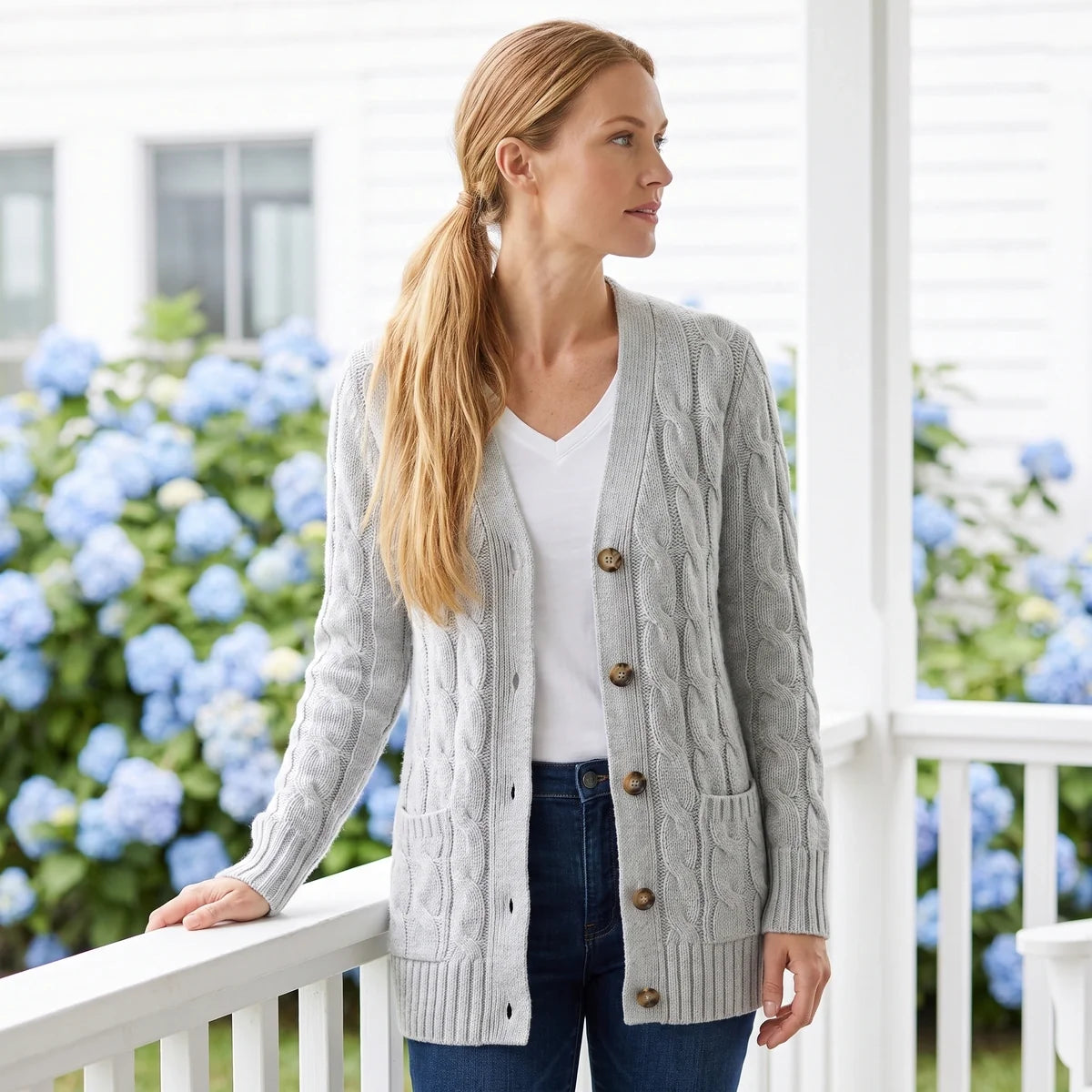 Liliana Chunky Cable Knit Button Cardigan