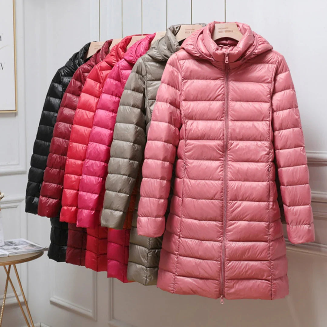 Linda | Women's Quilted Hooded Puffer Jacket with Full Zip and Long Sleeves