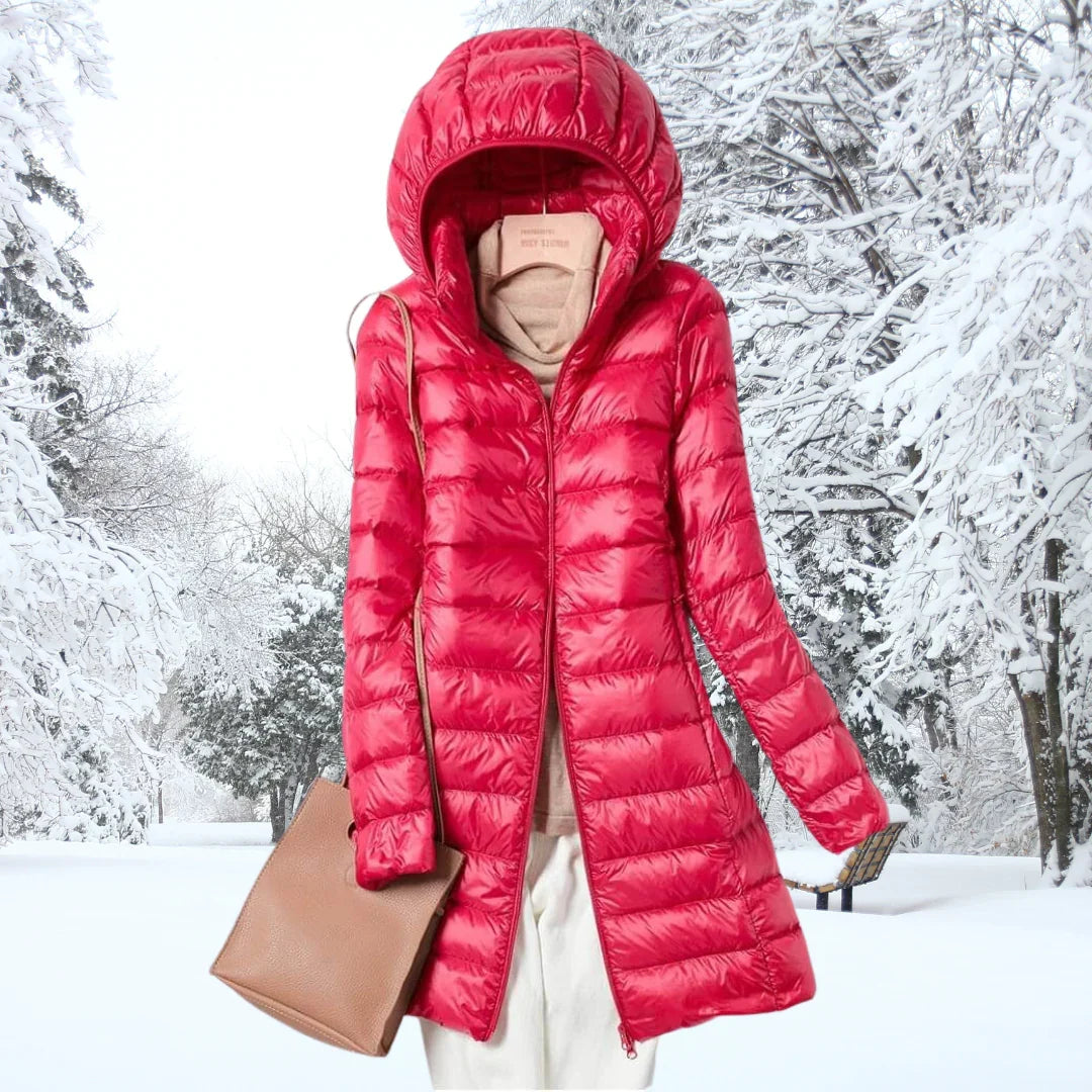 Linda | Women's Quilted Hooded Puffer Jacket with Full Zip and Long Sleeves