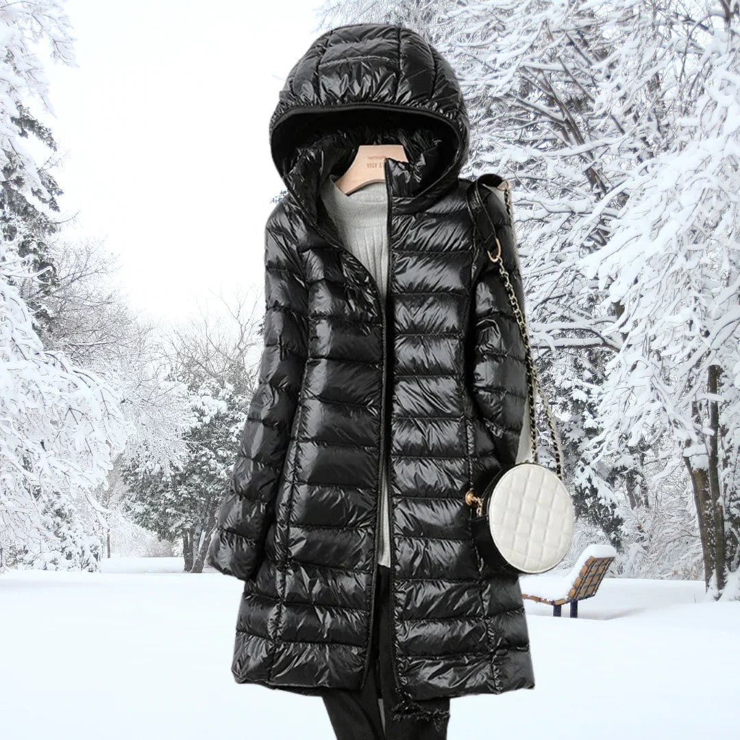 Linda | Women's Quilted Hooded Puffer Jacket with Full Zip and Long Sleeves