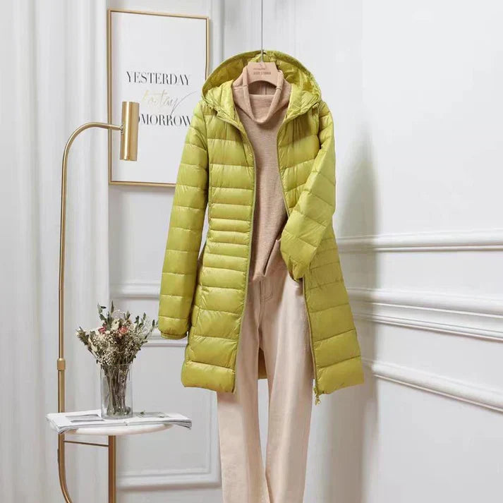 Linda | Women's Quilted Hooded Puffer Jacket with Full Zip and Long Sleeves