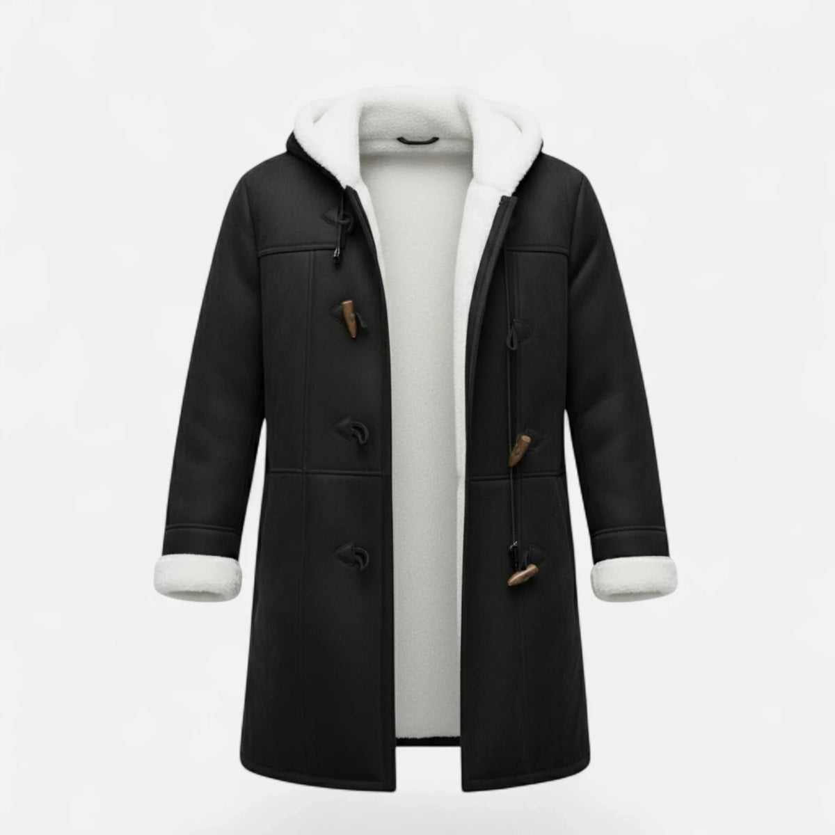 Linda | Women's Windbreaker Hooded Toggle Coat with Shearling Trim