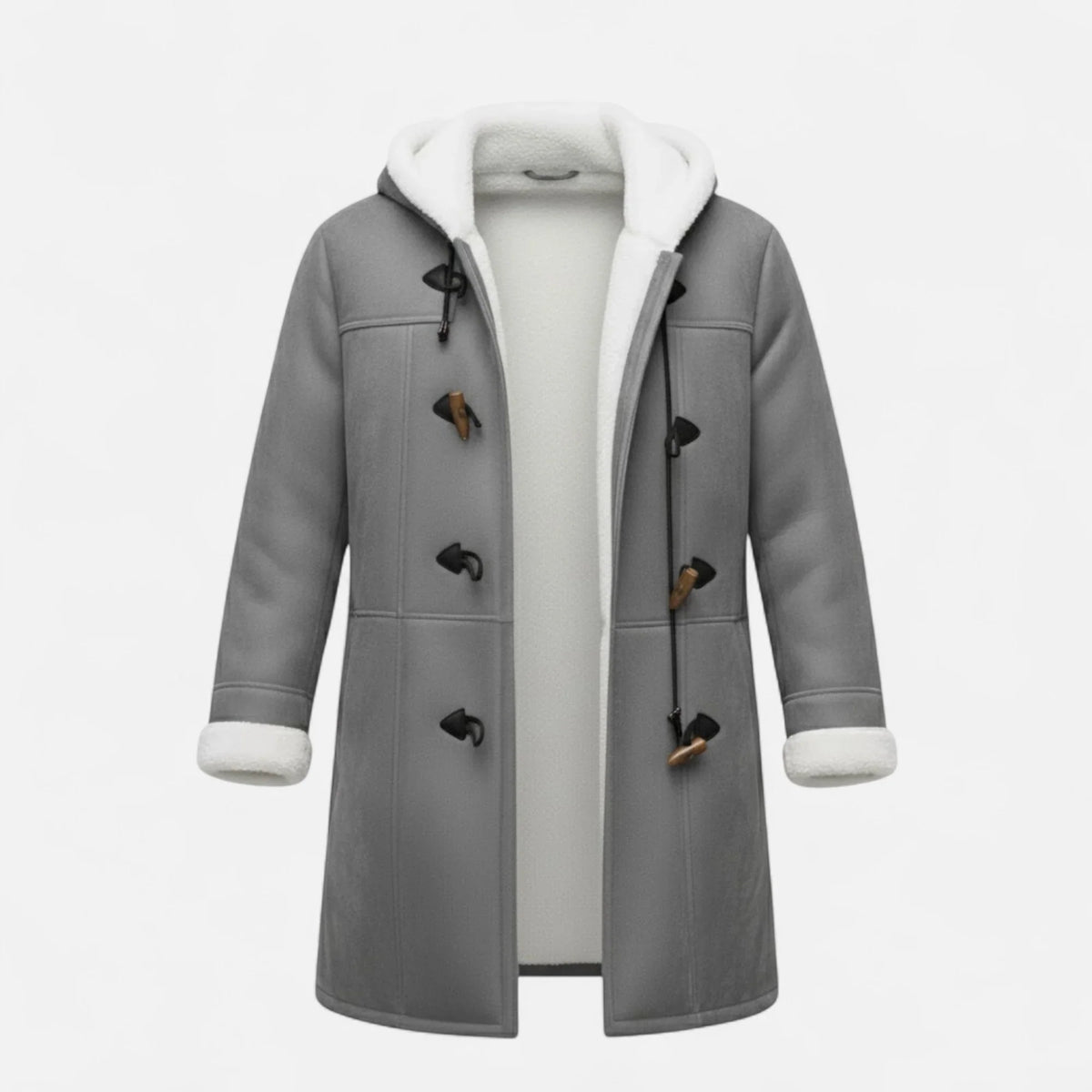 Linda | Women's Windbreaker Hooded Toggle Coat with Shearling Trim