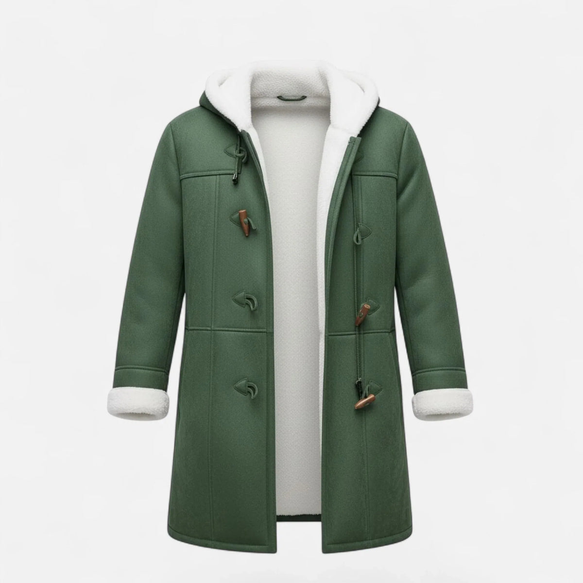 Linda | Women's Windbreaker Hooded Toggle Coat with Shearling Trim