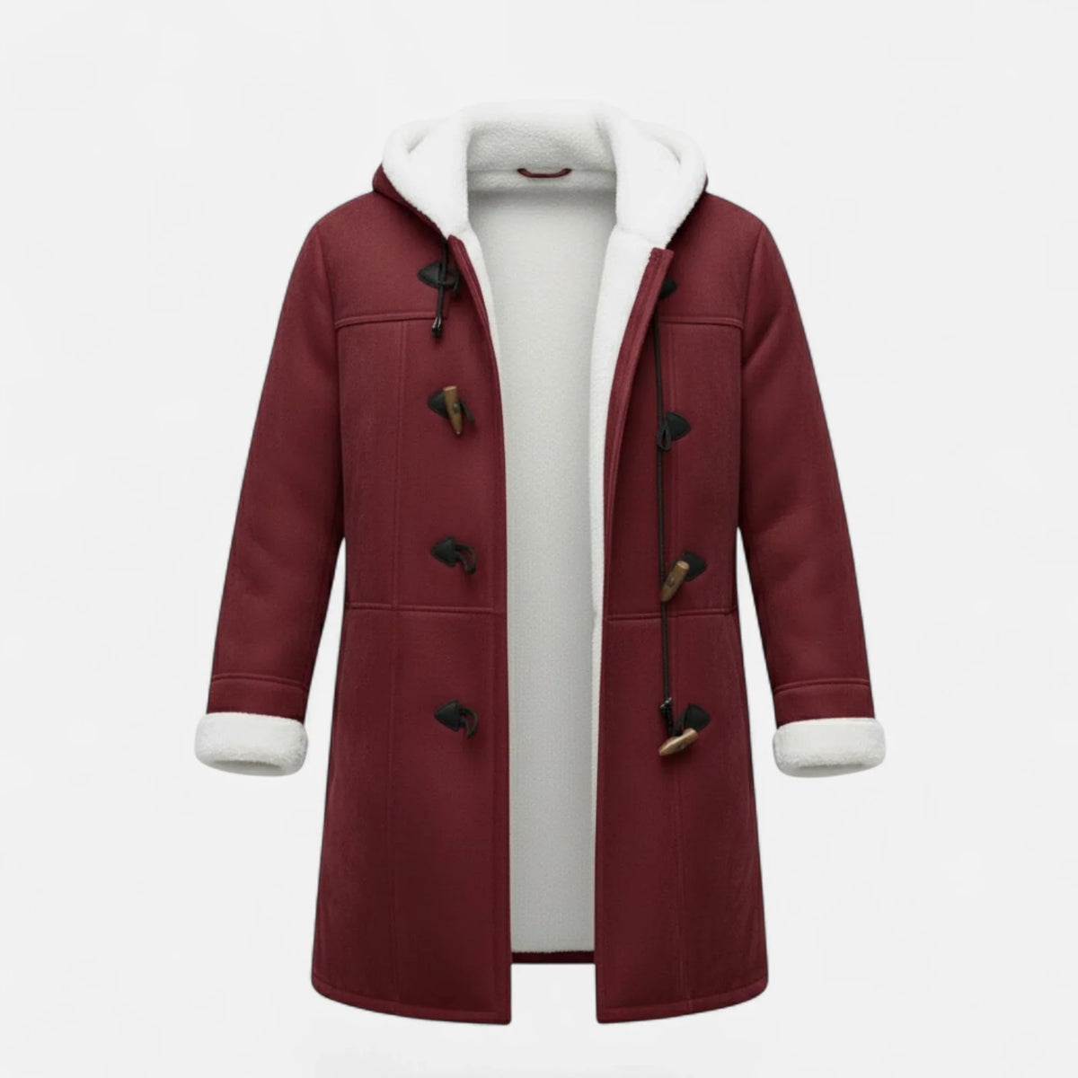 Linda | Women's Windbreaker Hooded Toggle Coat with Shearling Trim