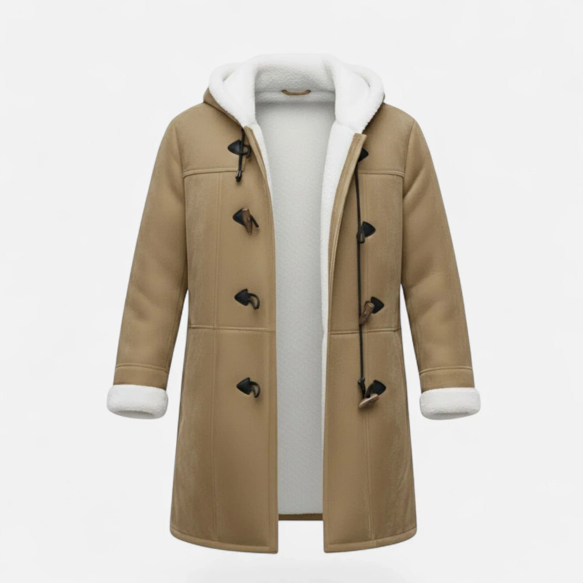 Linda | Women's Windbreaker Hooded Toggle Coat with Shearling Trim