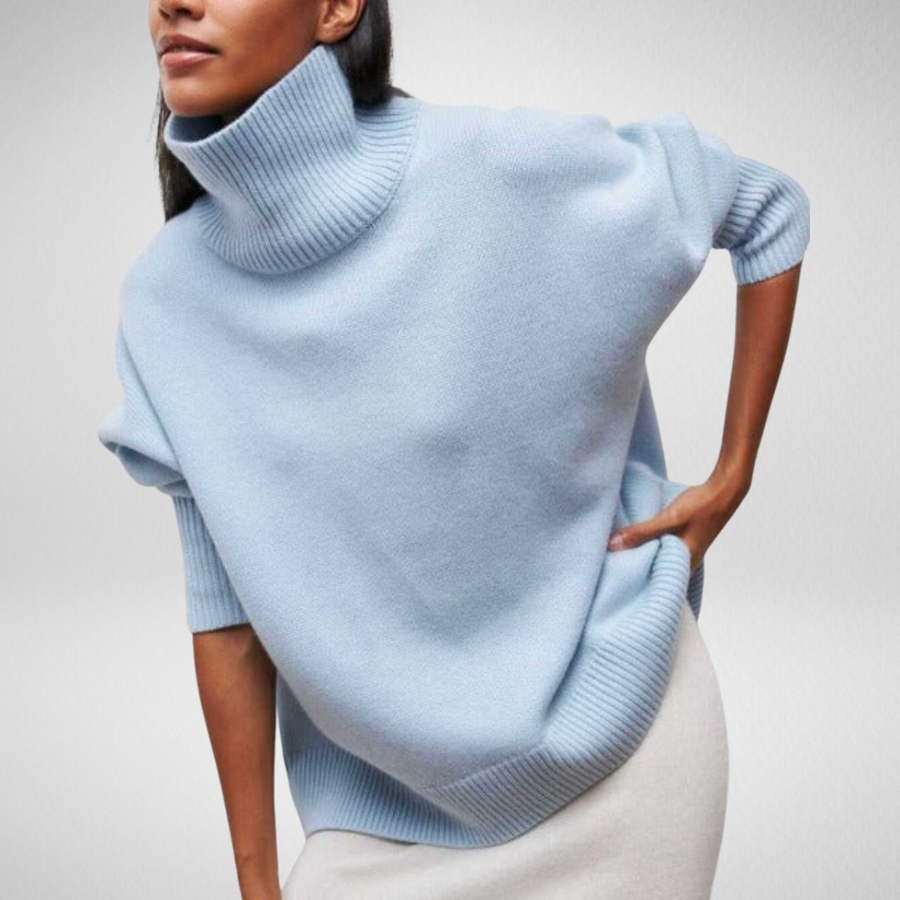 Women's Oversized Turtleneck Sweater, Poncho Drape