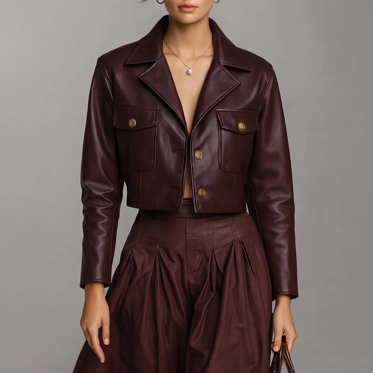 Linnet Cropped Leather Jacket