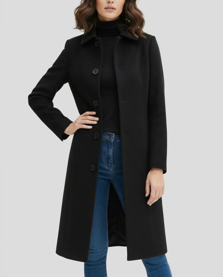 Leda | Long Single-Breasted Trench Coat for Women