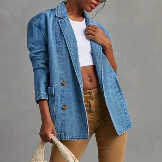 Riane | Denim Longline Blazer for Women