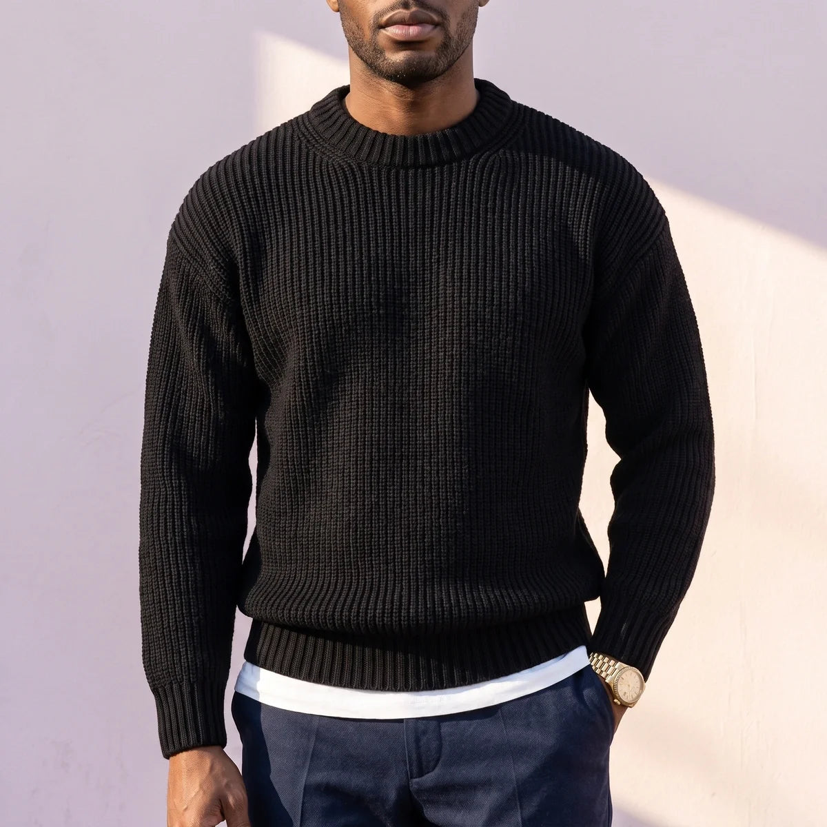 Lorcan Relaxed Textured Knit Crew Sweater