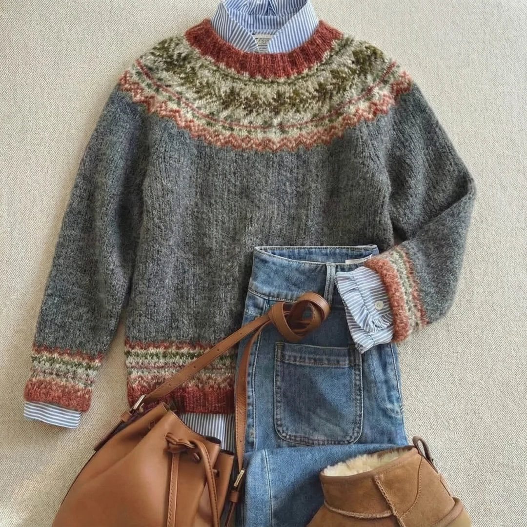 Louna | Fair Isle Sweater with Crew Neck and Long Sleeves for Women