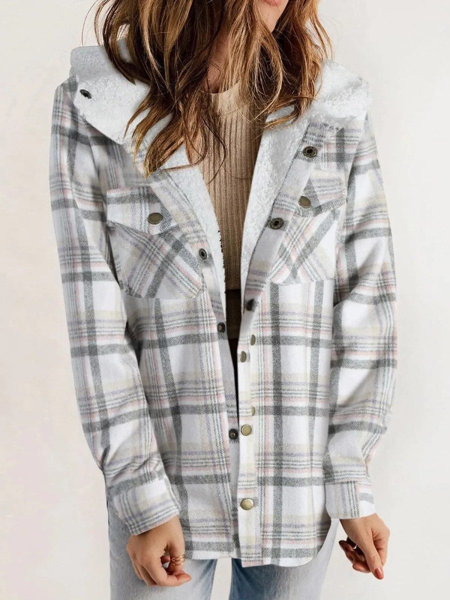 Luanna | Plaid Hooded Jacket with Sherpa Collar for Women