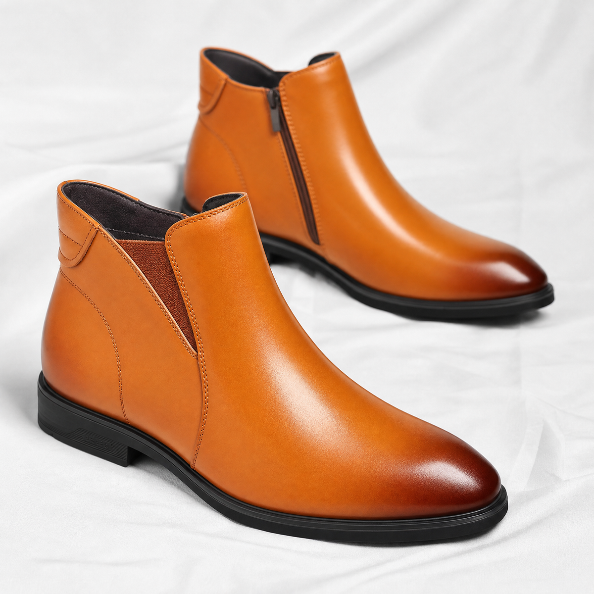 Luca - Men's Leather Chelsea Boots with Stretch Gussets