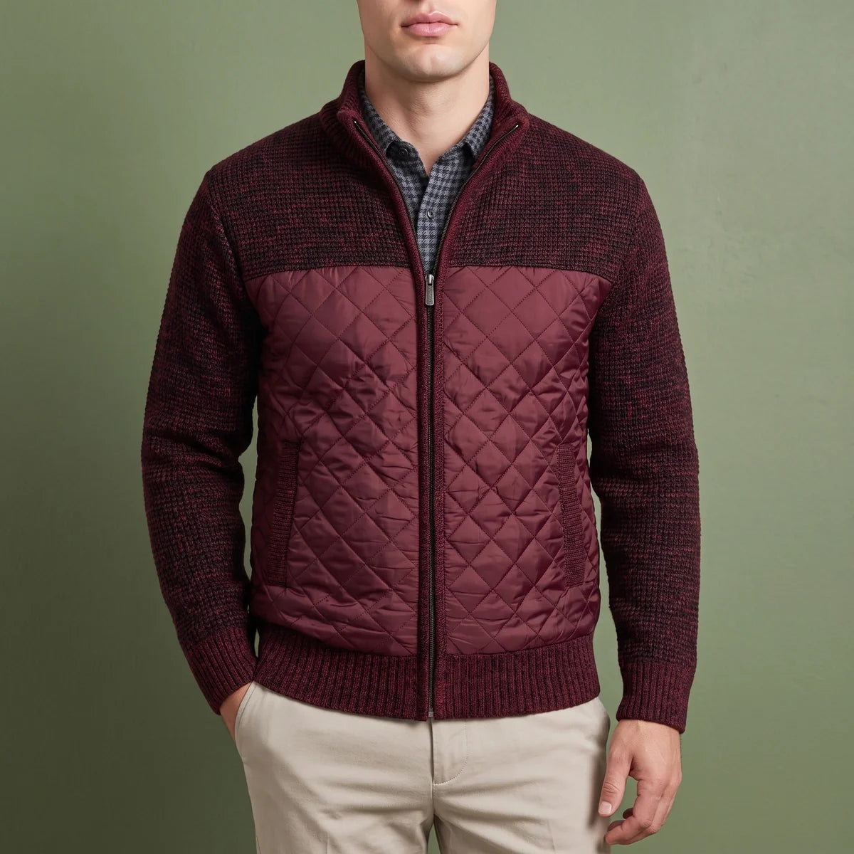 Lucan Textured Wool Quilted Front Zip Jacket