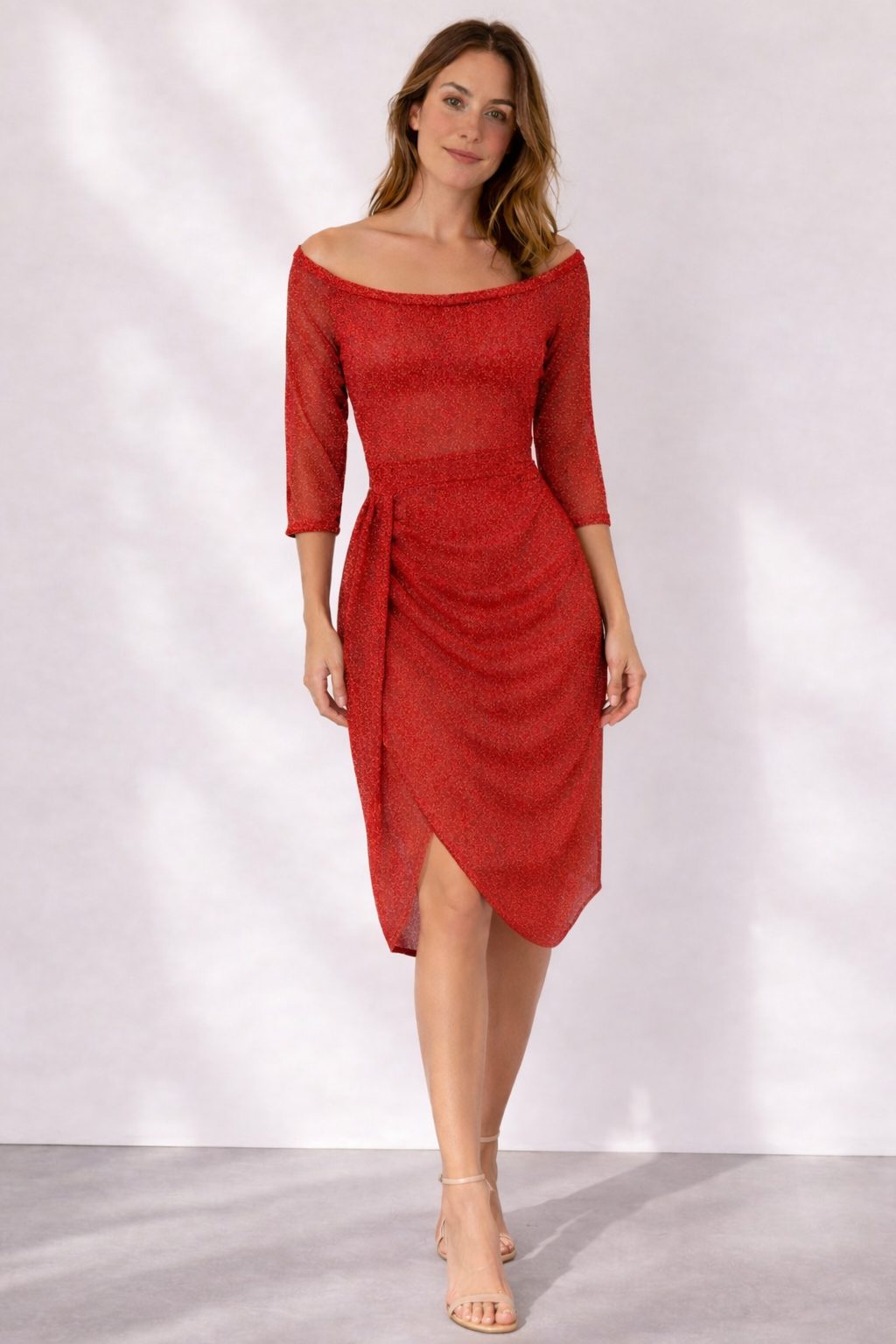 Lucienne | Off-Shoulder Wrap Midi Dress for Women