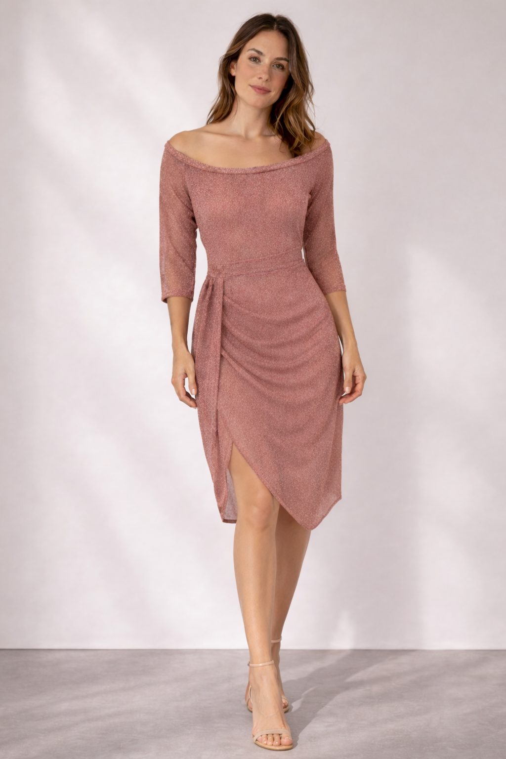 Lucienne | Off-Shoulder Wrap Midi Dress for Women
